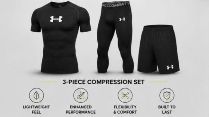 ApexFlex Men’s 4-Piece Compression Gym Set – Quick Dry Athletic Training Wear Vidalfit-Essentials