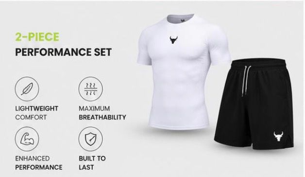 Men’s Compression Gym Set – Quick Dry Athletic T-Shirt & Running Shorts Two-Piece Sportswear Vidalfit-Essentials