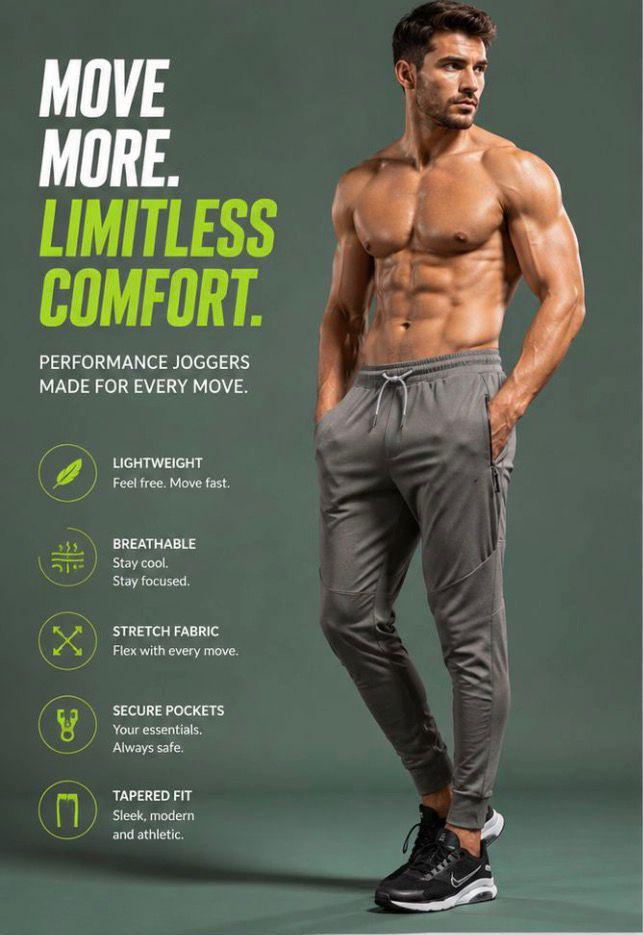 UrbanFlex Men’s Tapered Fitness Joggers – Lightweight Athletic Sweatpants Vidalfit-Essentials