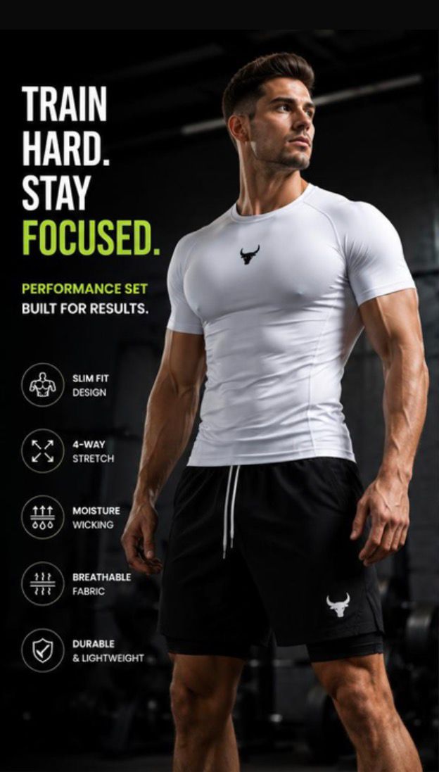 Men’s Compression Gym Set – Quick Dry Athletic T-Shirt & Running Shorts Two-Piece Sportswear Vidalfit-Essentials