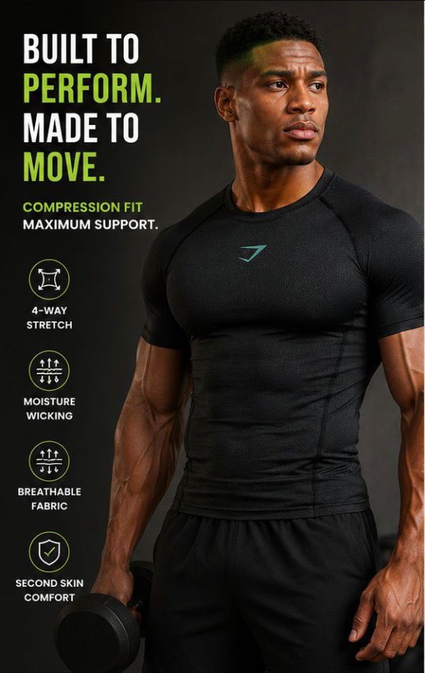 CoreForge Men’s Compression Training Shirt – Muscle Fit Gym Activewear Vidalfit-Essentials