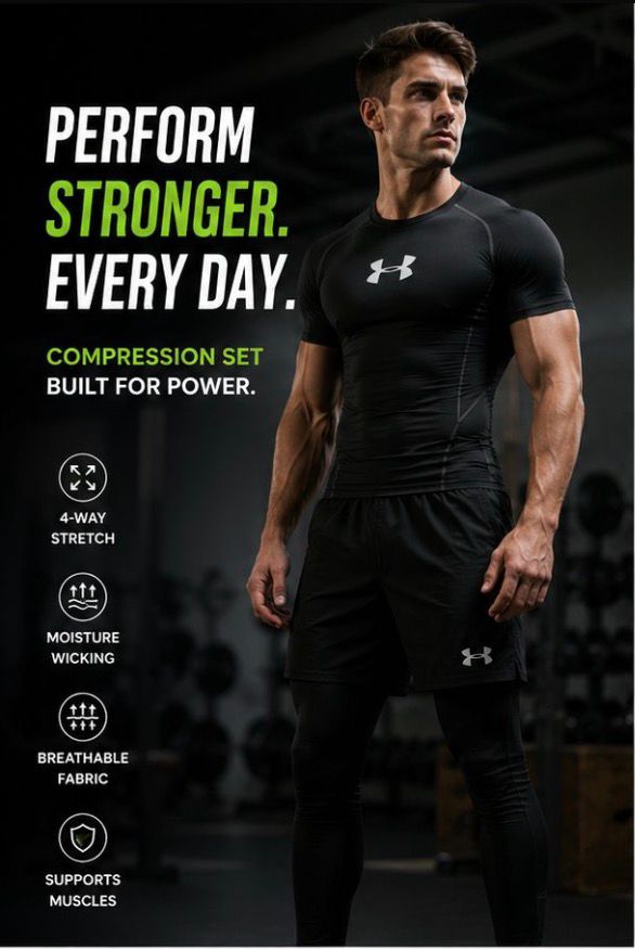 ApexFlex Men’s 4-Piece Compression Gym Set – Quick Dry Athletic Training Wear Vidalfit-Essentials